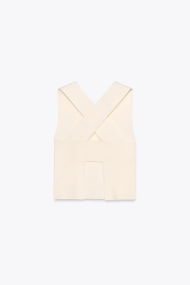 TOP EN MAILLE AJOURÉ DOS