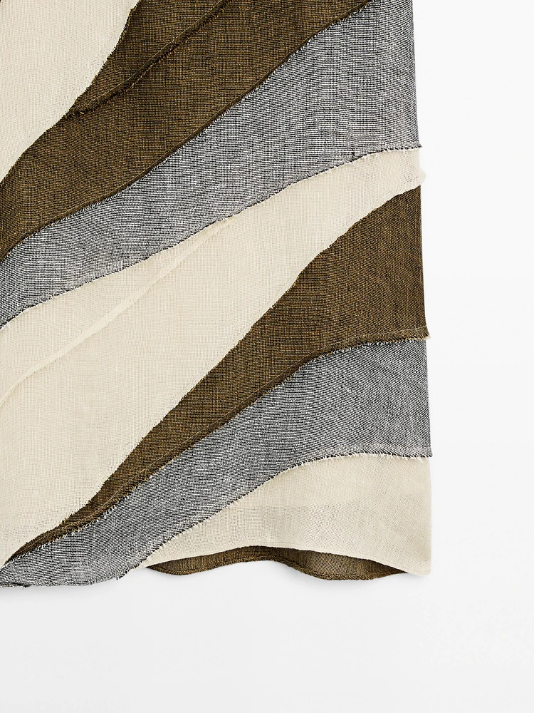 Jupe midi patchwork 100 % lin