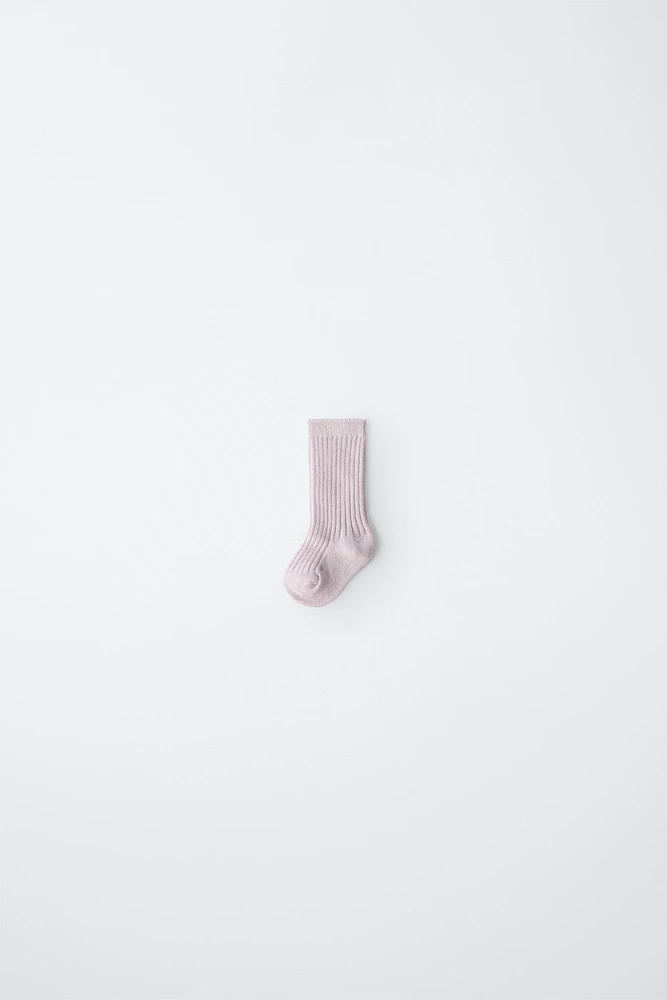 RIBBED COTTON AND SILK SOCKS