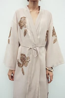 SILK KIMONO WITH EMBROIDERY AND BEADS