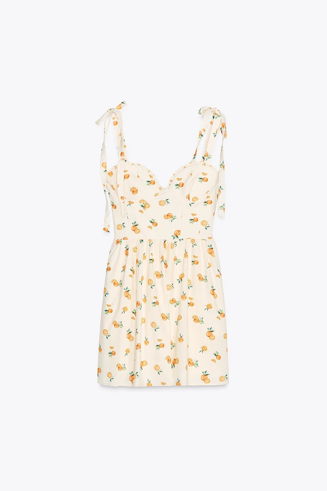 ORANGE PRINT POPLIN DRESS