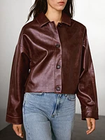 Veste courte brillante en cuir nappa