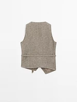 Gilet court cache-cœur 100 % lin