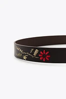 LEATHER BELT WITH FLORAL EMBROIDERY