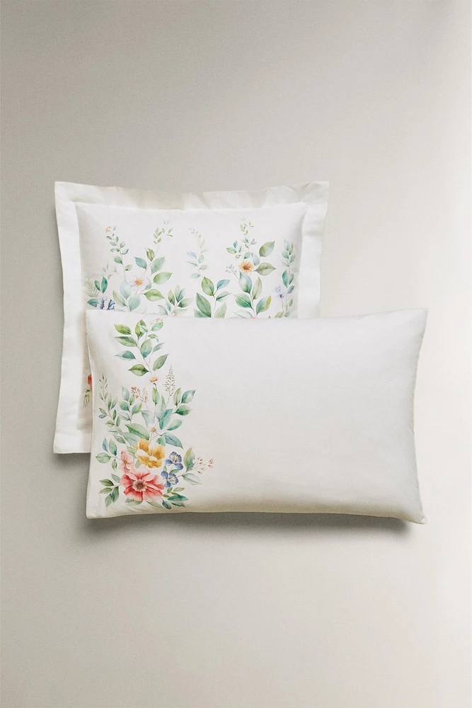 FLORAL PRINT COTTON PILLOWCASE