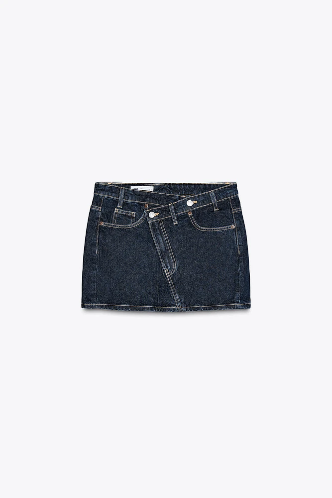 TRF CROSS-WAIST DENIM SKIRT