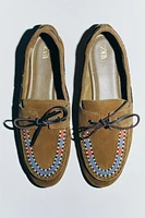 EMBROIDERED SUEDE LOAFERS