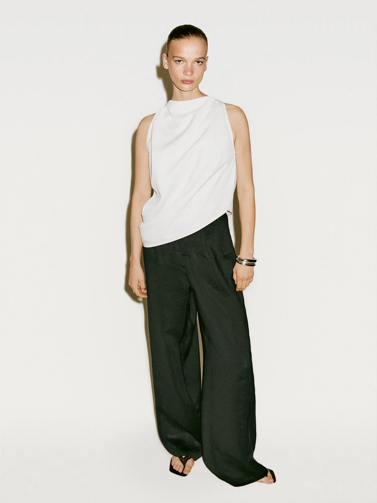 Pantalon avec ceinture large en lin - Limited Edition