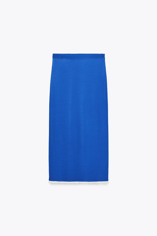 JUPE MIDI EN MAILLE DOUBLE ÉPAISSEUR