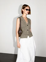 Veste sans manches en maille moulinée à col V