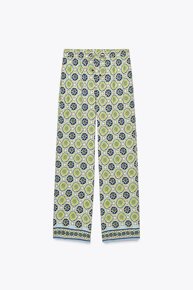 PRINTED WIDE LEG PANTS