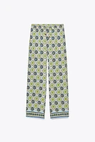 PRINTED WIDE LEG PANTS