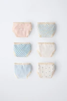 AGES 6-/ SIX-PACK OF DAISY PRINT BRIEFS