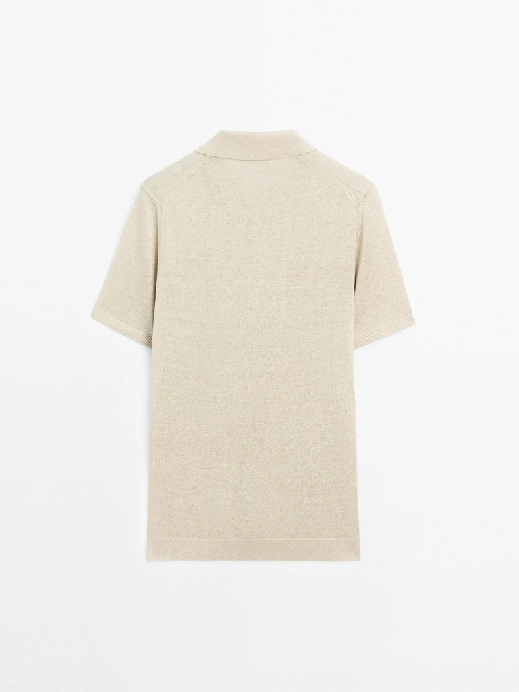 100% linen knit polo shirt