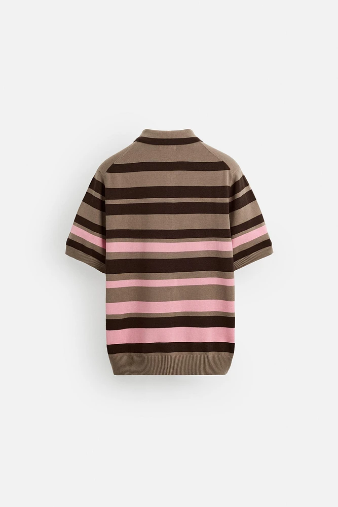 POLO EN MAILLE JACQUARD À RAYURES