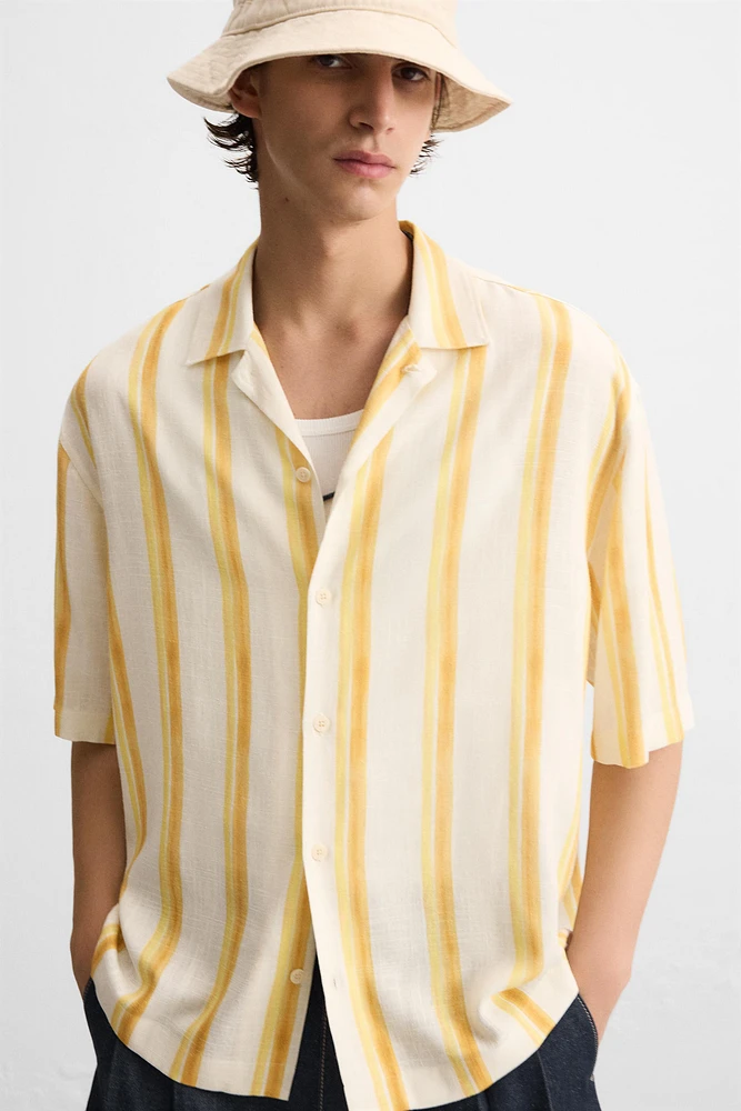 CHEMISE RAYURES VISCOSE ET LIN