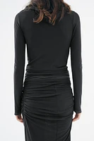 TULLE DRAPED COLLAR TOP