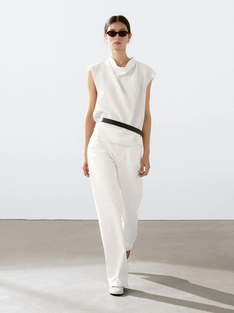 Wide straight fit denim trousers