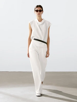 Wide straight fit denim trousers