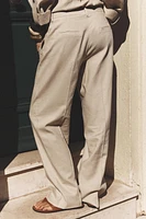 LINEN BLEND STRAIGHT PANTS