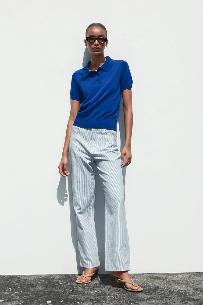 TOP POLO EN MAILLE À MANCHES COURTES