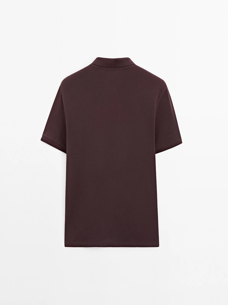 Micro textured piqué cotton polo shirt
