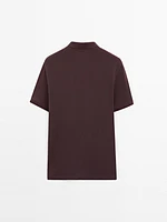 Micro textured piqué cotton polo shirt