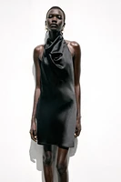 SATIN HALTER MINI DRESS