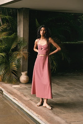 ROBE MIDI HALTER EN RAMIE
