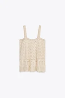 TOP EN MAILLE POINTELLE DENTELLE