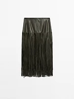 Nappa leather midi skirt with fringing - Studio