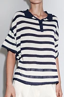 STRIPED KNIT POLO SHIRT