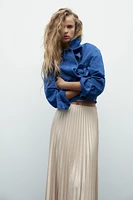 PLEATED SATIN MIDI SKIRT