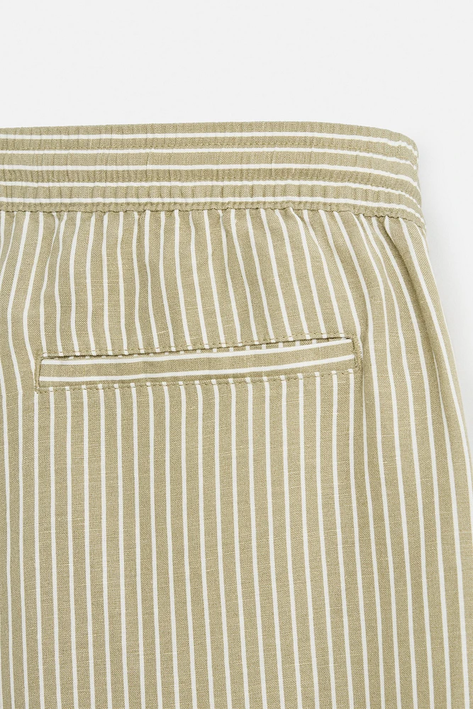STRIPED LINEN VISCOSE SHORTS