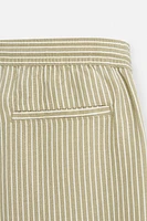 STRIPED LINEN VISCOSE SHORTS