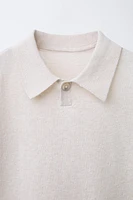 LINEN COTTON KNIT POLO SHIRT