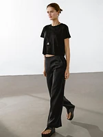 T-shirt en maille ajourée de lin mélangé