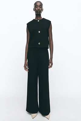 TEXTURED WIDE LEG PANTS