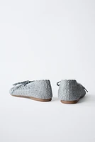 CROCHET BALLET FLATS WITH LACES AND BOW