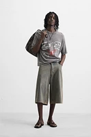 WASHED PRINT KNIT T-SHIRT