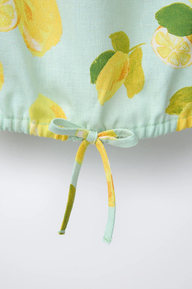 TOP IMPRIMÉ CITRONS AVEC LIN