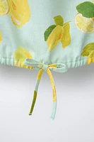 TOP IMPRIMÉ CITRONS AVEC LIN