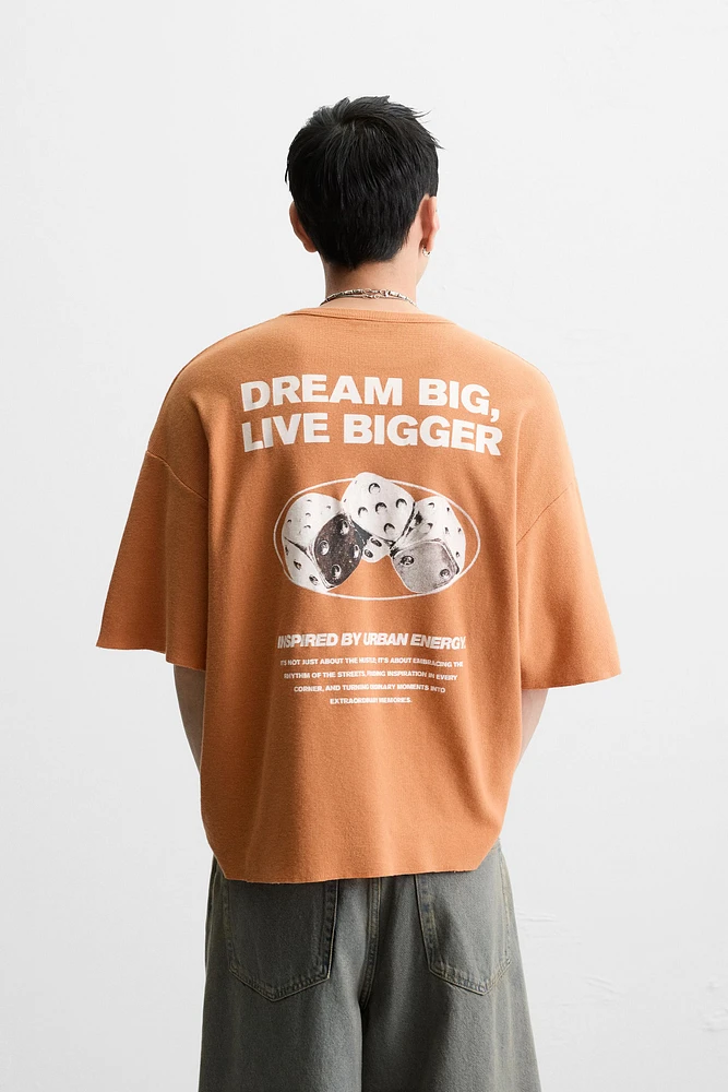 T-SHIRT DÉLAVÉ EN MAILLE IMPRIMÉE