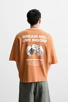 T-SHIRT DÉLAVÉ EN MAILLE IMPRIMÉE