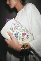EMBROIDERED QUILTED TOILETRY BAG