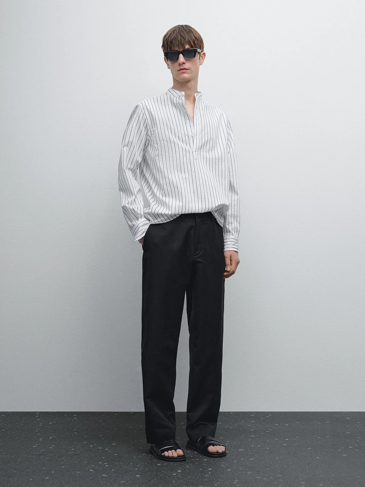 Chemise regular fit à rayures en coton mélang