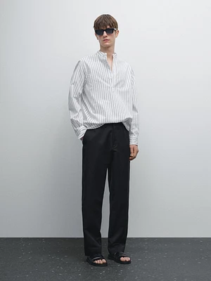 Chemise regular fit à rayures en coton mélang