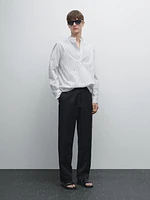 Chemise regular fit à rayures en coton mélang