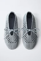 CROCHET BALLET FLATS WITH LACES AND BOW