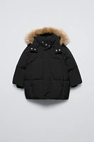 WATER REPELLENT HOODED DOWN PUFFER COAT